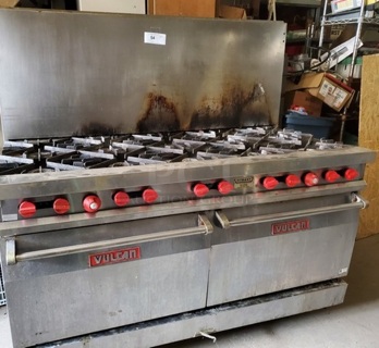 VULCAN 60L Natural Gas 10 Burner Stove W/ 2 Ovens 60X30X36