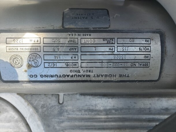 Hobart 1612 Commercial Slicer 115V - Image 5 of 5