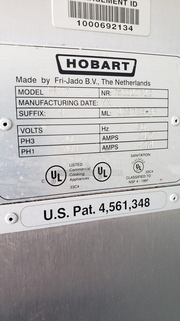 Hobart HR7 Electric Double Rotisserie Oven. 1 and 3 PH. 

Not tested 

(Location 2) - Image 3 of 4