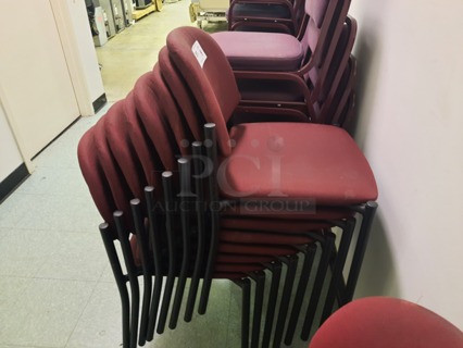 Stackable Cushioned Chairs in Maroon. 8 Times Your Bid! (Main Building) 