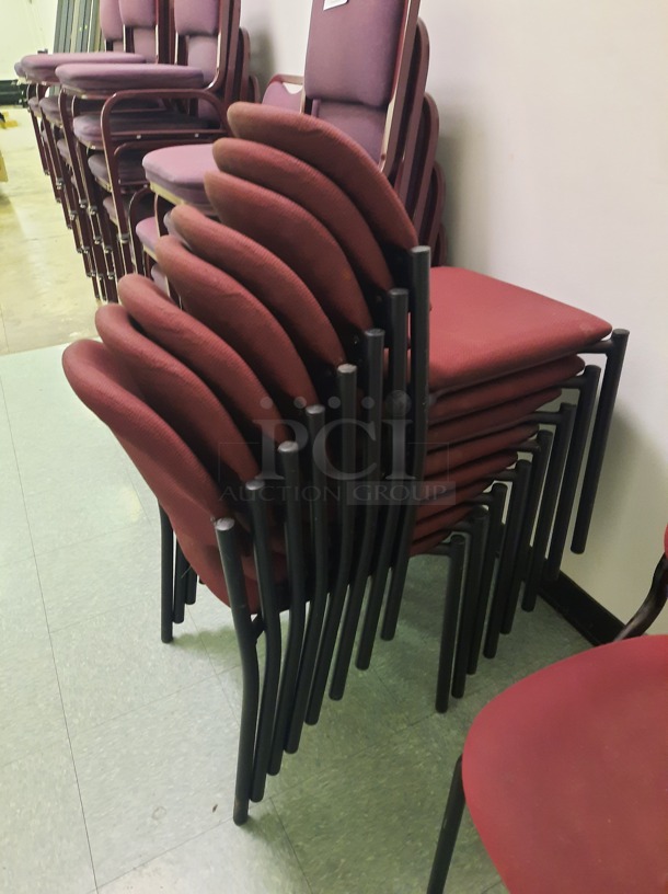 Stackable Cushioned Chairs in Maroon. 8 Times Your Bid! (Main Building)  - Image 2 of 3