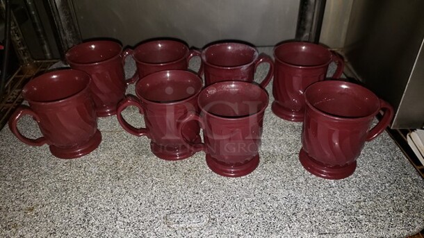 Lot of 8 Dinex DX3000 Turnbury 8 oz. Cranberry Insulated Mugs - Image 1 of 2