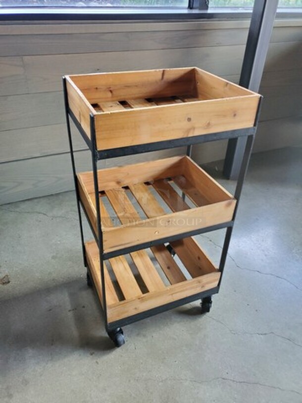 Wood Shelving on wheels/Shelf Rolling Cart - Image 3 of 3