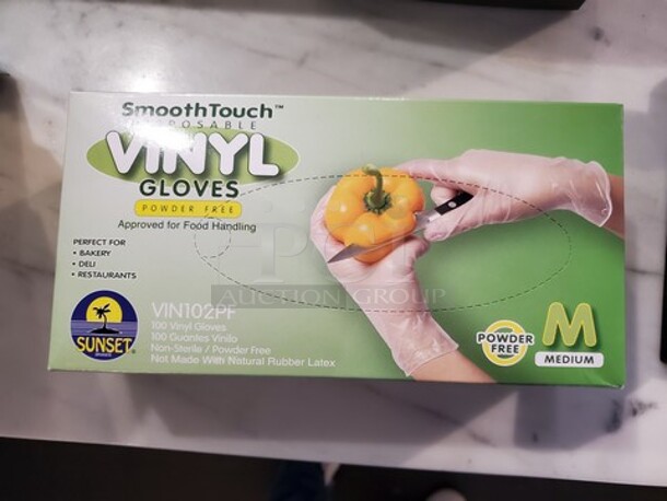 100 Disposable Vinyl Gloves, Non-Sterile, Powder-Free, Smooth Touch, Food Service Grade, Medium - Image 1 of 2