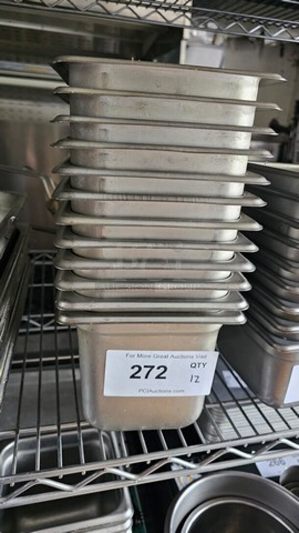 Lot of 12 Stainless Steel Square Food Pans *without lids* - Image 1 of 2