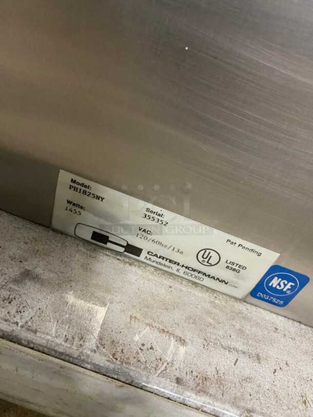 Carter Hoffmann Commercial Food Warming/Proofing Cabinet! Holds Full Size Trays! All Stainless Steel! On Casters! Model: PH1825NY SN: 355352 120V - Image 8 of 9
