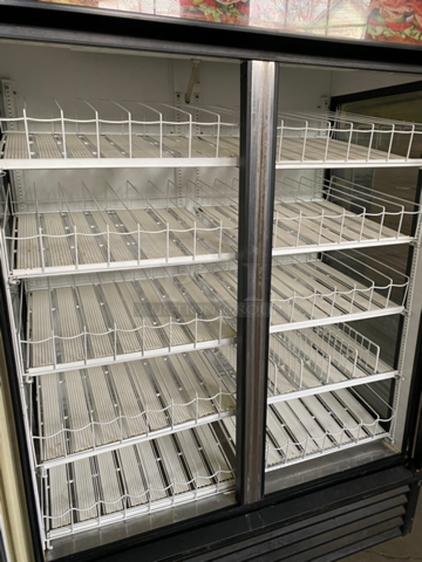 NICE! True Commercial 2 Door Reach In Cooler Merchandiser! With View Through Doors And Sides! With Beverage Racks! Model: GEM49 SN: 14438952 115V 60HZ 1 Phase - Image 5 of 8