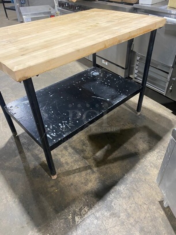 Commercial Butcher Block Table! With Storage Space Underneath! Stainless Steel Body! On Legs! - Image 3 of 7