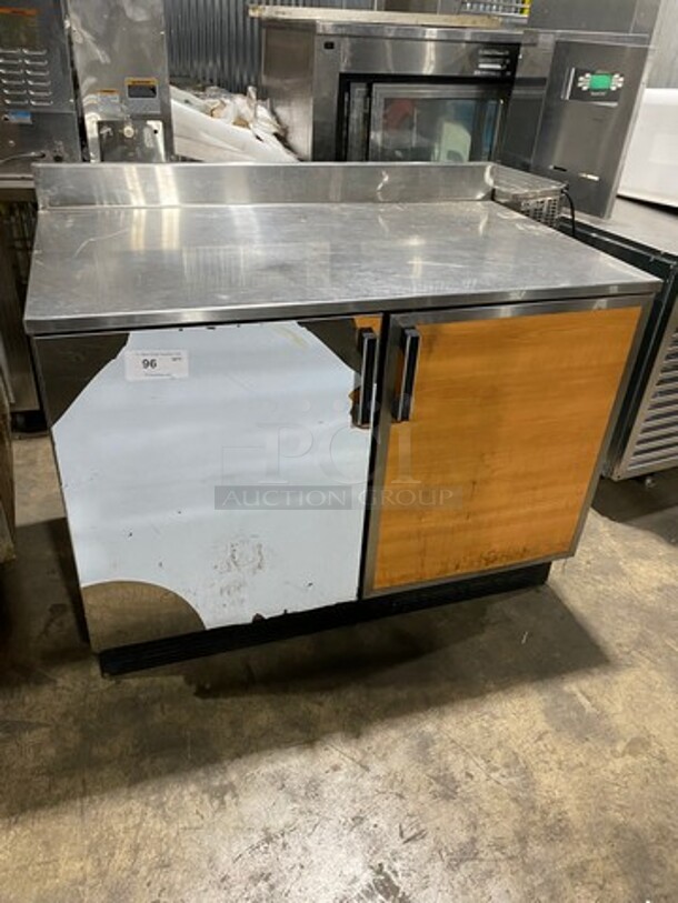 Duke Commercial Refrigerated Work/Prep Top Lowboy Cooler! With Backsplash! With 2 Doors Underneath Storage Space! With Poly Coated Racks! All Stainless Steel! Model: RUF48 SN: 10030616 120V 60HZ 1 Phase