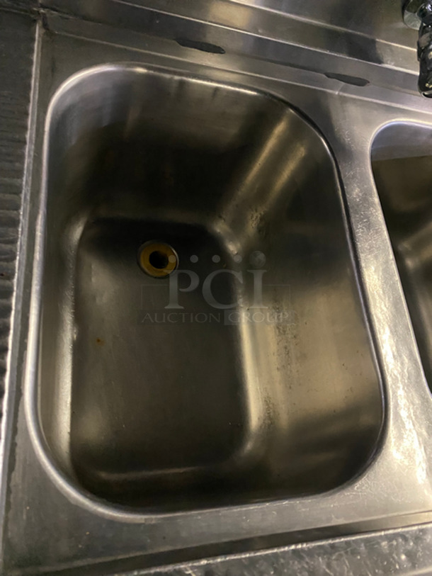 Commercial 3 Bay Sink! With Dual Drainboard, Faucet And Handles! All Stainless Steel! On Legs! - Image 7 of 9