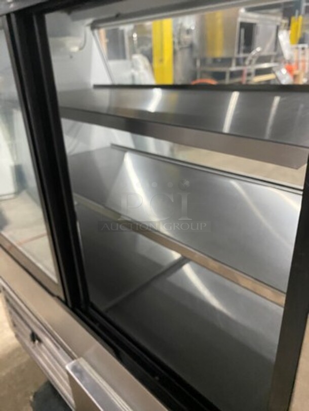Cool Tech Commercial Refrigerated Deli Display Case Merchandiser! With Slanted Front Glass! With Sliding Rear Access Glass Doors! All Stainless Steel! Model: CMPH48SD SN: 113342 120V - Image 5 of 11