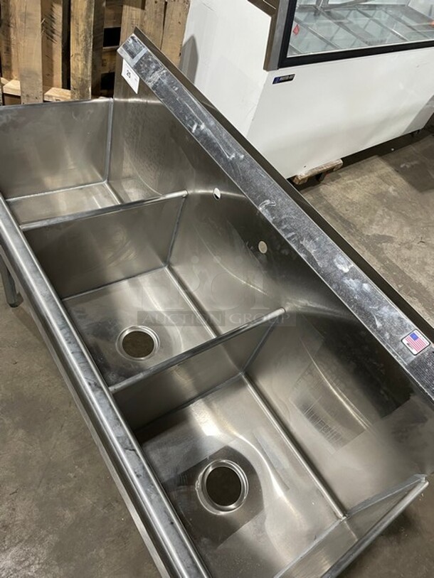 NEW! Eagle Commercial 3 Bay Dishwashing Sink! All Stainless Steel! On Legs! Model: 1854-3-16/3 SN: 2211241131! - Image 5 of 8
