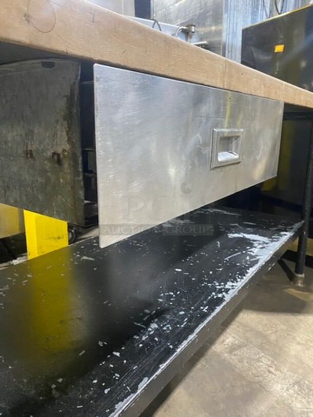 Commercial Butcher Block Table! With Storage Space Underneath! With Single Drawer! Stainless Steel Body! On Legs! - Image 7 of 9
