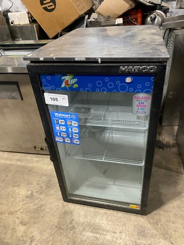 Habco Single Door Mini Reach In Cooler Merchandiser! With View Through Door! With Poly Coated Racks! Model: OC6 SN: OC606860 115V 60HZ 1 Phase