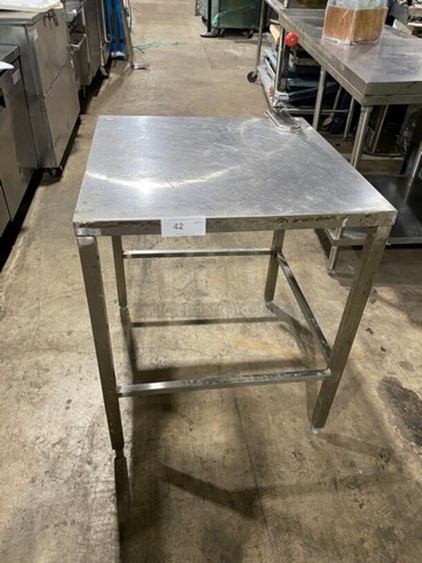 Solid Stainless Steel Work Top/ Prep Table! With Mounted Can Opener! On Legs! - Image 1 of 7
