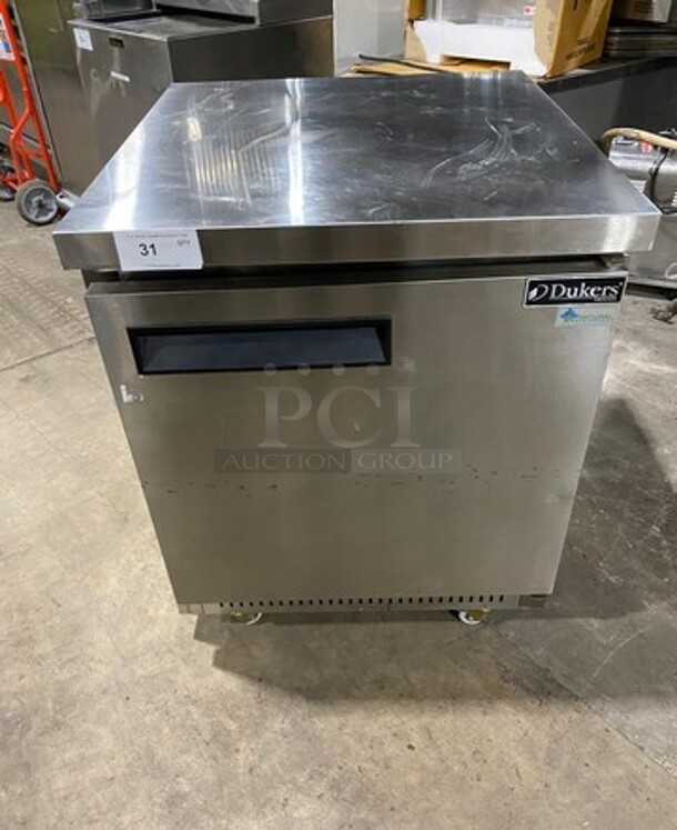 Dukers Commercial Single Door Refrigerated Lowboy/ Worktop Freezer! With Poly Coated Rack! Solid Stainless Steel! On Casters! Model: DUC29F 115V 60HZ 1 Phase - Image 1 of 7