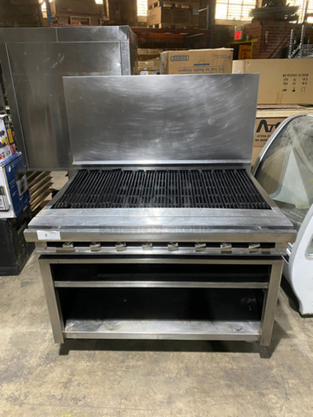 WOW! Jade Range Natural Gas Powered Char Broiler Grill! With Underneath Open Storage! With Back Splash!  All Stainless Steel! On Casters!