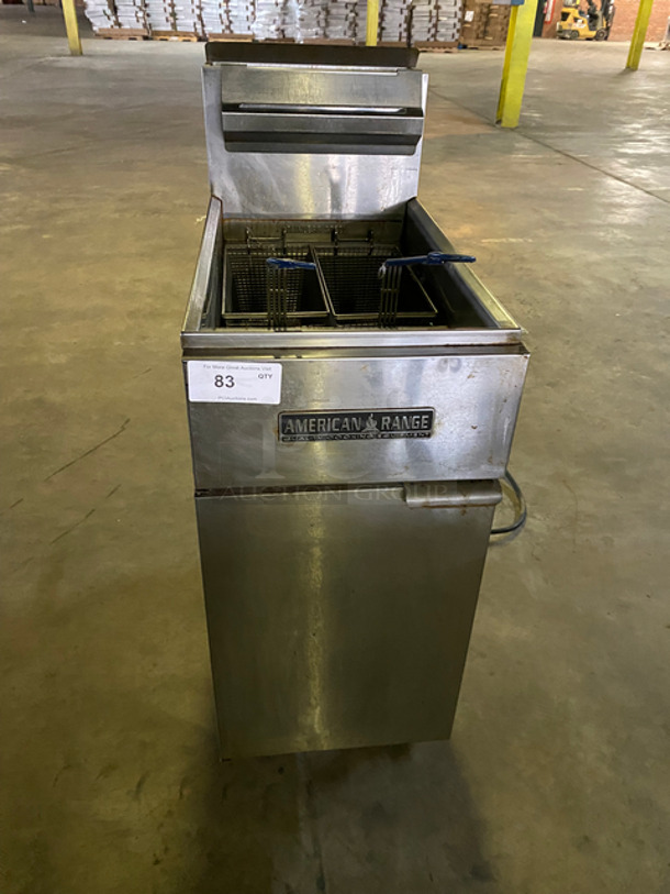 American Range Commercial LPG Powered Deep Fat Fryer! With 2 Metal Frying Baskets! All Stainless Steel! On Casters! Model: AF45 SN: 090422056
