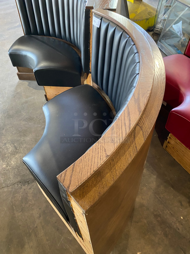 NEW! Single Sided Curved Black Cushioned Booth Seat! With Wooden Outline! Perfect For In The Corner Placement! Can Be Connected With Any Of The Booths Listed! 2x Your Bid! - Image 4 of 9