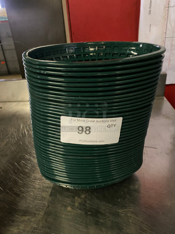 ALL ONE MONEY! Table Craft Green Poly Oval Fast Food Serving Baskets! - Image 1 of 5