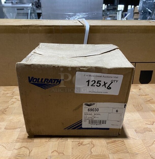 NEW! Vollrath 3QT Stainless Steel Mixing Bowls! 6x Your Bid! MODEL 69030 SN: 029419038336