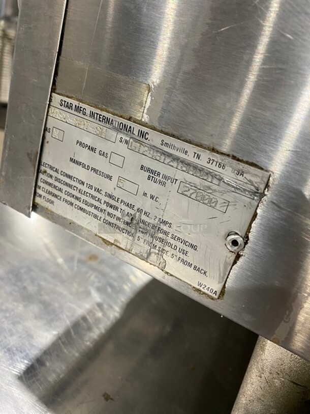 WOW! Lang Commercial Natural Gas Powered Countertop Mirror Shine Polished Top Flat Griddle! With Back & Side Splashes! All Stainless Steel! On Legs! 120V 1 Phase! Model: 4880-NAT-SH SN: GT2481218H0611! - Image 8 of 10