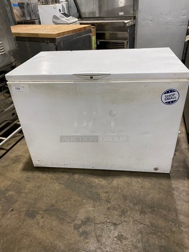 Commercial Reach Down Chest Freezer/ Cooler! With Hinged Top Lid! Model: LFFN15M5HWB SN: WB95136673 115V