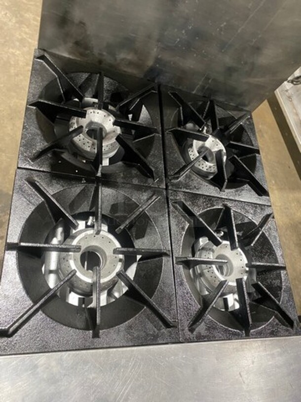 Commercial Natural Gas Powered 4 Burner Stove! With Raised Back Splash! With Oven Underneath! Stainless Steel Body! On Casters! - Image 6 of 10