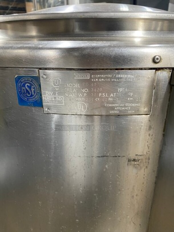 Groen Commercial Electric Powered Soup Kettle! All Stainless Steel! On Legs! Model: EE40 SN: 342D 208V 3 Phase - Image 10 of 11