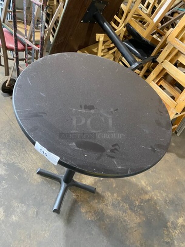 Dark Brown Round Table! Black Pedestal Leg! - Image 2 of 4