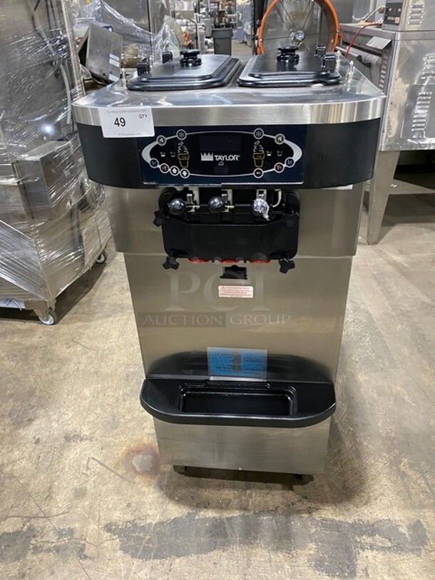 Sweet! 2013 Late Model! Taylor Crown Commercial 3 Handle Ice Cream Machine! All Stainless Steel! On Casters! Model: C72333 SN: M3087052 208/230V 60HZ 3 Phase