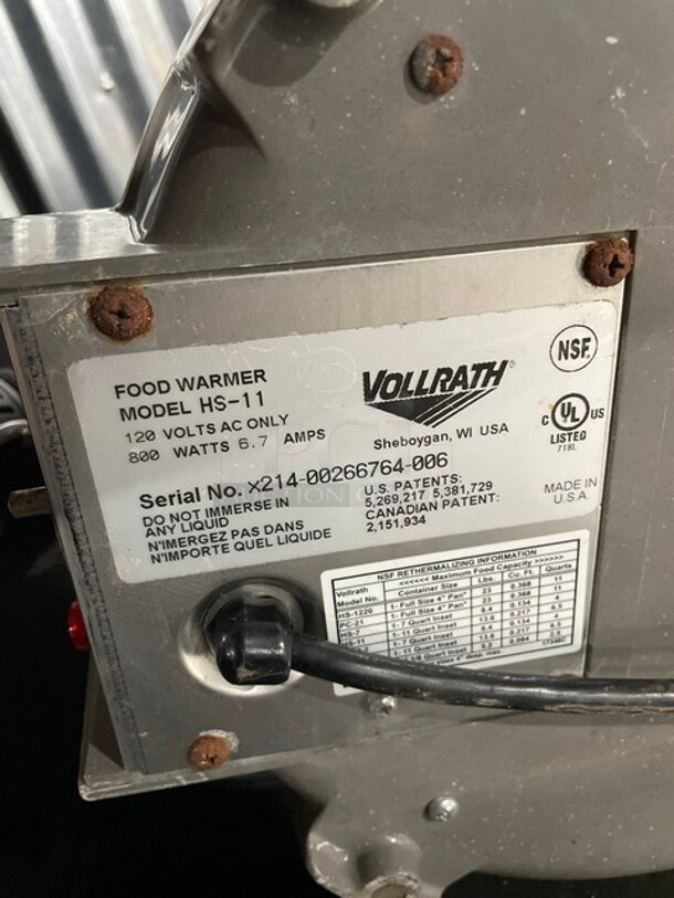 Vollrath Round Heat And Serve Rethermalizer! MODEL HS11 SN: X214-00266764-006 120V  - Image 8 of 8