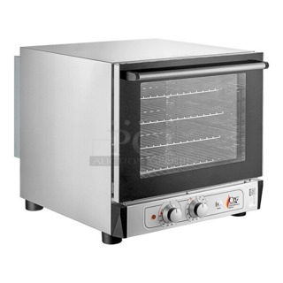 BRAND NEW SCRATCH & DENT! Cooking Performance Group COH-T4-M Electric Thermostatic Countertop 4 Tray Half Size Convection Oven with Moisture Injection - 208-240V, 2700W. Unit is dented. 
