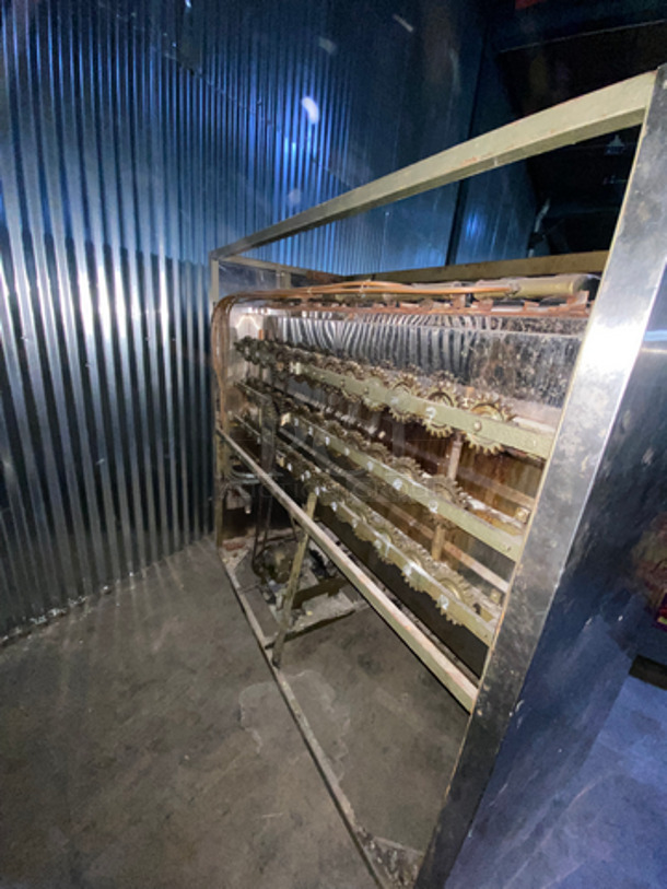 AWESOME! Tomasi Commercial Brazilian Style Natural Gas Powered Combined Rotating Charcoal/Gas Skewer Rotisserie Export Line Grill! All Stainless Steel! On Casters!  - Image 3 of 9