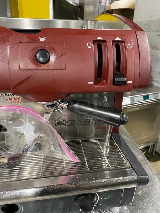 Faema Stainless Steel Commercial Countertop 2 Group Espresso Machine w/ 2 Steam Wands! In Red! - Image 6 of 8