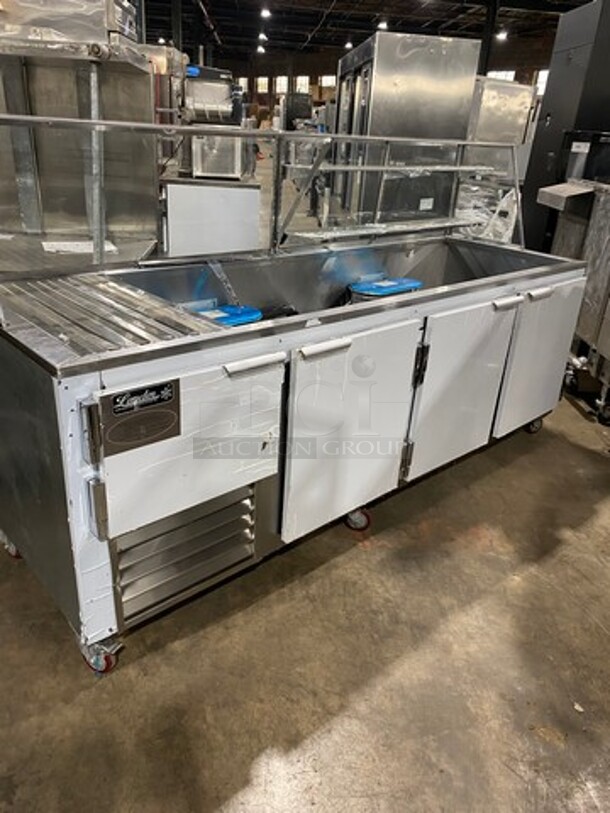 LATE MODEL! 2018 Leader Commercial Refrigerated Food Serving Station Counter/ Cold Pan! With Sneeze Guard! Stainless Steel Body! On Casters! Model: LM96SB SN: AB03M3002 115V 60HZ 1 Phase - Image 4 of 11
