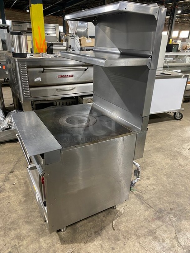 Vulcan Commercial French Top/ Hot Plate Stove! With Raised Back Splash With Double Overhead Shelf! With Oven Underneath! All Stainless Steel! On Legs! - Image 3 of 11