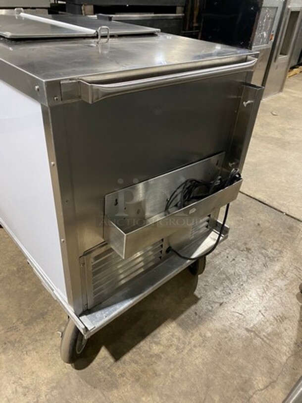 NICE LATE MODEL! Solid Stainless Steel Mobile Ice Cream Cart! On Casters! WORKING WHEN REMOVED! - Image 2 of 10