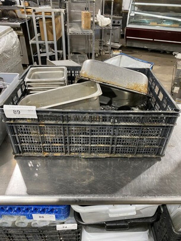 ALL ONE MONEY! MISCELLANEOUS! Includes Assorted Size Commercial Steam Table/ Prep Table Food Pans, Assorted Slicer/ Cutter Attachments!
