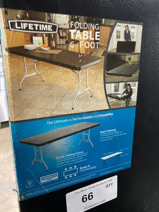 Life Time Black Rectangular Folding Table! With Foldable Metal Legs! - Image 5 of 5