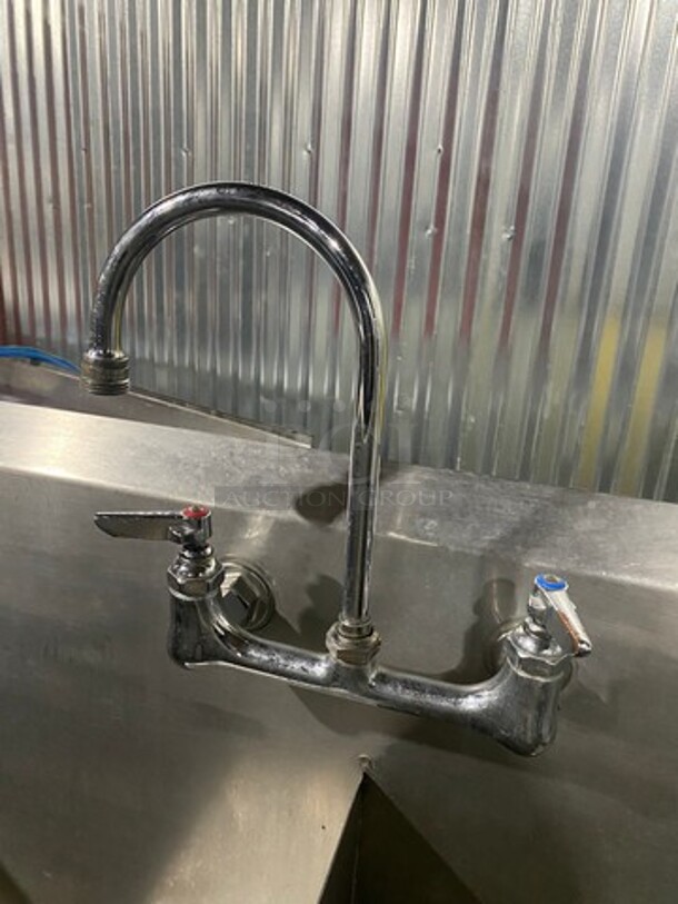 All Stainless Steel Heavy Duty Commercial 2 Bay Sink! With Right Side Drainboard! With Faucet! With Backsplash! On Legs! - Image 6 of 7