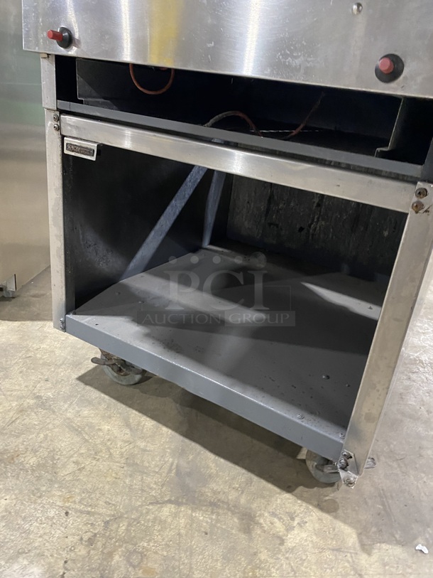 All Stainless Steel! Natural Gas Powered Commercial Char Broiler Grill! On Equipment Stand W/Under Shelf on Commercial Casters! - Image 7 of 8