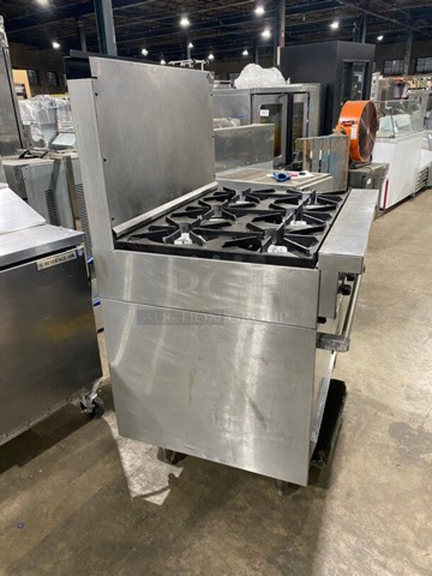 US Range Commercial Natural Gas Powered 6 Burner Stove! With Raised Back Splash! With Oven Underneath! All Stainless Steel! On Legs! - Image 4 of 10