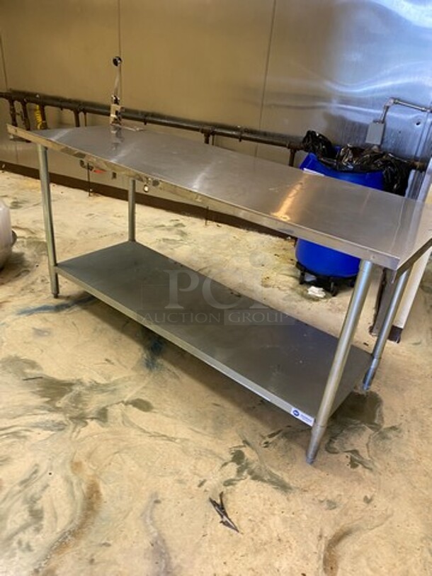 Solid Stainless Steel Work Top/ Prep Table! With Back Splash! With Mounted Can Opener! On Legs! - Image 3 of 7