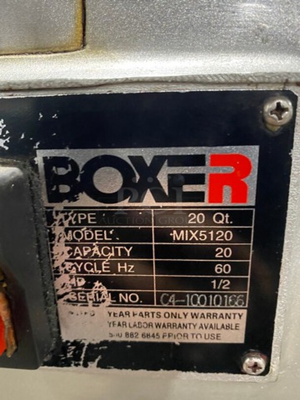 Boxer Commercial Countertop 20Qt Planetary Mixer! Model: MIX5120 SN: C410010166 - Image 8 of 10