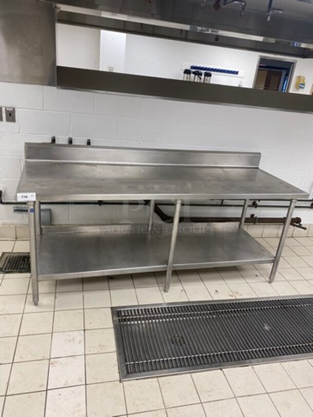 WOW! Solid Stainless Steel Work Top/ Prep Table! With Back Splash! With Storage Space Underneath! On Legs!