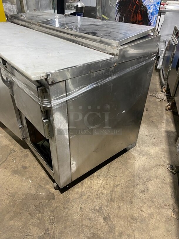 Bari Commercial Refrigerated Pizza Prep Table! With Marble Top! With 3 Door Underneath Storage Space! All Stainless Steel! On Casters! - Image 2 of 10