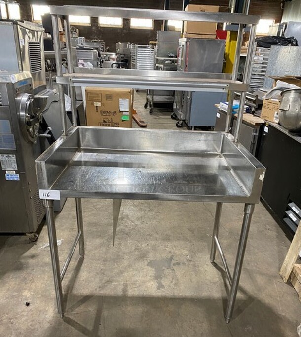 Stainless Steel Worktable With Back Splash And With Double Overhead Shelf! - Image 1 of 7