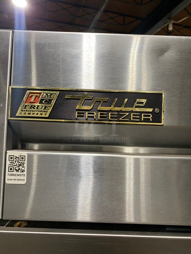 TRUE All Stainless Steel 2 Door Reach In Freezer! Model: T-49F ASerial 7684129! 115V 1 Phase! On Casters!  - Image 7 of 9