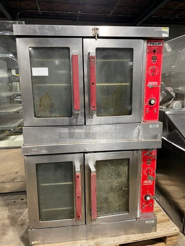 Vulcan Commercial Natural Gas Powered Double Stacked Convection Oven! All Stainless Steel! With Metal Oven Racks! With Legs! Model: VC4GD-10! 2X Your Bid Makes One Unit! - Image 1 of 11